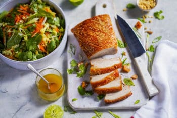 Pork belly with crunchy asian salad