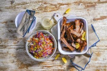 Pork ribs with slaw