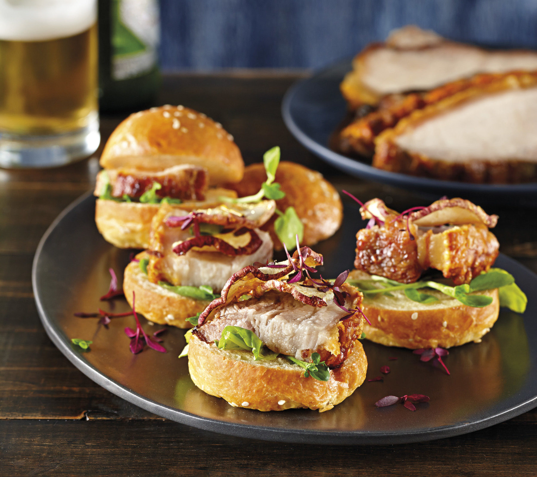 Crispy peanut pork belly sliders